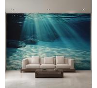 Underwater Wallpaper, Sunlight Seabed Wall Mural for Living Room, Non-Woven Wall Paper for Bedroom 200X140cm, Photo Wallpaper Home Decor EL&D50