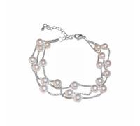 Underwater Watch 1 Gold Bracelets For Women Cute Valentines Day For Her 6 MM Dainty Gold Pearl Beaded Bracelets Stack Pearl Jewelry As Bridesmaid Beach Summer Jewe (Silver, One Size)