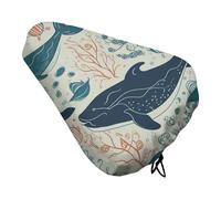 Underwater Whale Bike Seat Cover Waterproof Oxford Fabric, Universal Adjustable Bicycle Saddle Cover with Drawstring Easy Install Protective Rain Dust Covers for Women Men