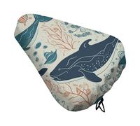 Underwater Whale Bike Seat Cover with Drawstring Bicycle Saddle Rain Dust Cover UV Protection Bike Seat Cushion Shield for Women Men City Mountain
