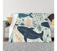 Underwater Whale Blankets for Couch Soft Fleece Throw Blanket Luxury Flannel Lap Blanket Gifts Lightweight Air Conditioning Blankets Fuzzy Cozy Throws for All Seasons
