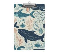 Underwater Whale Clipboard with Hanging Hole, 8.5" X 12.5" Standard A4 Acrylic Clipboard Ultra Lightweight & Shatterproof Paper Holder for Office, Home