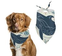 Underwater Whale Dog Bandanas for Feeding Grooming, Triangle Pet Bibs Washable Pets Scarf for Cats & Dogs