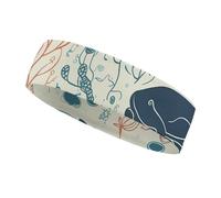 Underwater Whale Headband for Women Men Non Slip Head Band Elastic Sport Head Bands for Running Hiking for Athletic Yoga Running Gym