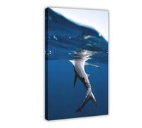 Underwater Whale Marine Animal Art Canvas Poster Bedroom Decor Landscape Office Room Decor Gift 08x12inch(20x30cm)