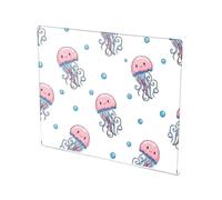 Underwater White Jellyfish Print Acrylic Cutting Board with Counter Lip Non Slip Clear Meat Cutting Board for Countertop Large Size 16”×13”