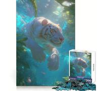 Underwater White Tiger Jigsaw Puzzles 1000 Pieces for Teenagers Cognitive Skill Stress Free Fun Exact Cut (38x52cm)