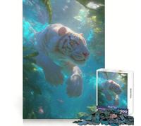 Underwater White Tiger Jigsaws for Adults1000 Pieces Logic Practice Peaceful Escape Clean Edges Unique Xmas Gift (50x75cm)