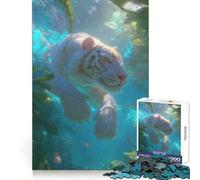 Underwater White Tiger Teenagers 1000 Piece Jigsaw Puzzle Smart Training Restful Escape Flawless Cut Xmas Surprise (38x26cm)