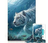 Underwater White Tiger with Fish 1000 Piece Jigsaws Creative Skill Toy Tight Lock No Loose Pieces Bonding Activity for Loved Ones (50x75cm)