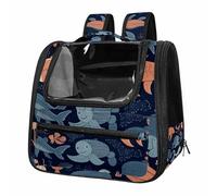 Underwater World Animals Breathable Cat Carrier Backpack - Lightweight Pet Travel Bag for Kitties, Small Dogs & Puppies | Airline-Approved, Anti-Escape Design
