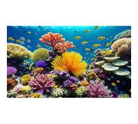Underwater World Aquarium Background Deep Ocean Sea Marine Life Terrarium Backdrop Various Corals and Tropical Fish Aquarium Backdrop Blue Undersea Sunbeams Fish Tank Background Decors 30x12in