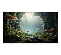 Underwater World Aquarium Background Tropical Plants Cave Style Mushrooms Terrarium Backdrop Rock with Lush Moss Fish Tank Background Reptile Habitat Backdrop Tank Wallpaper Poster Vinyl 48x24in