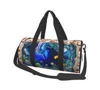 Underwater World Blue Marine Life Print Travel Duffel Bag, Foldable Gym Bag Overnight Weekend Bags for Women, Large Holdall Bag Cabin Bag for Sports and Travel
