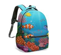 Underwater World Clownfish 40cm Rucksack Backpack Vibrant Tropical Sea Coral Reef Full Print Bookbag School Bag for Kids Teens (01)
