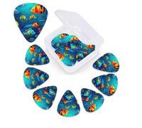 Underwater World Colorful Fishes Guitar Picks 12 Pack 3 Different Thickness Celluloid Guitar Plectrums with Guitar Pick Storage Box Personalized Guitar Pick for Acoustic Guitar Picks