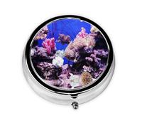 Underwater World Coral Print Personalised Portable Pillbox with,Mini Pillbox Compact and Convenient Pill Organiser for Storing and Organising Pills