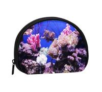 Underwater World Coral Print Portable Mini Storage Bag Shell Shaped Wallet Small Coin Wallet Shell Storage Bag