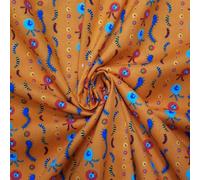 Underwater World Cotton Poplin Fabric, Orange
