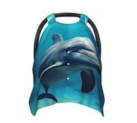 Underwater World Dolphin Baby Car Seat Canopy Cover, Multi Use Breathable Nursing Breastfeeding Covers for Mom Soft Stroller Sun Shade Newborn Shower Gift