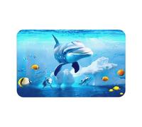 Underwater World Dolphin Fish Diatomaceous Earth Shower Mat, Non-Slip Super Absorbent Quick Drying Bathroom Floor Mat
