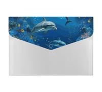 Underwater World Dolphins Coral Accordion File Organizer 6 Pocket Document Organizer Expanding File Folder Accordion Folder with Labels, Travel Document Folders Plastic Envelopes with Snap Closure 13x