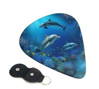 Underwater World Dolphins Coral Guitar Plectrums, 6 Guitar Plectrums, Double Sided Printing, For Acoustic Guitar, Bass, Ukulele, Electric Guitar (0.46 Mm 0.71 Mm 0.96 Mm)