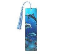 Underwater World Dolphins Coral Metal Bookmarks with Tassel,Cool Book Markers for Reading Women, Men,Aluminum Hanging Ornament Fancy Handmade Craft Reading Accessories Gift for Book Lovers S