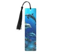 Underwater World Dolphins Coral Metal Bookmarks with Tassel,Cool Book Markers for Reading Women, Men,Aluminum Hanging Ornament Fancy Handmade Craft Reading Accessories Gift for Book Lovers S