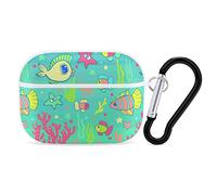 Underwater World Fish Print Case Cover for AirPods Pro Case 2nd/1st Generation with Key Chain Full Protective Durable Shockproof Wireless Headphone Case PC Hard