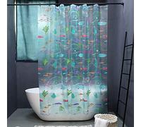 Underwater World Fish Shower Curtain, Ocean Tropical Fish Shower Curtains, Waterproof Transparent EVA Bathroom Decor Set with Hooks, Cute Shower Curtains for Kid