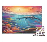 Underwater World Jigsaw Puzzles Puzzle for Adults Kids. 1000 Pieces Dolphin Whimsical Challenge Toy Home Decoration for Adults& Kids Age 14 Years Up 1000pcs (75x50cm)