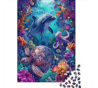 Underwater World Jigsaw Puzzles Puzzle for Adults Kids. 1000 Pieces Turtle Dolphin Whimsical Challenge Toy Home Decoration for Adults& Kids Age 14 Years Up 1000pcs (75x50cm)