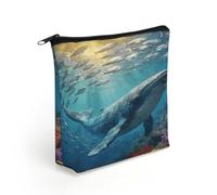 Underwater World of The Ocean Makeup Bag with Sturdy Zipper，Linen Material Storage Bag,Large Capacity And Multi-Purpose Cosmetic Bag for Daily Life, Travel, Outings, Business Trips And Other Occasions