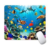 Underwater World of The Ocean Square Mouse pad, Texture, Waterproof, Anti Slip Rubber Base, Computer Mouse pad, Laptop Mouse pad