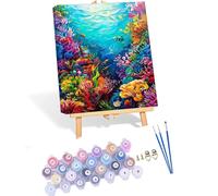Underwater World Paint by Numbers Kits for Adults, Painting by Number Kits On Canvas, DIY Acrylic Paint by Numbers for Beginners, Animal Color Oil Painting Acrylic Paints, Home Wall Decor 8x12in P-151