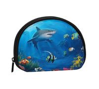 Underwater World Print Portable Mini Storage Bag Shell Shaped Wallet Small Coin Wallet Shell Storage Bag