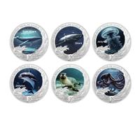 Underwater World Rare Animal Commemorative Coin, 6 Ocean Animals Including Blue Whale, Shark, Dolphin, Jellyfish, Sea Lion, and Octopus, Metal Coin for Animal Lovers
