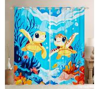 Underwater World Sea Animal Window Treatments Drapes Decor For Bedroom Reptile Tortoise Blackout Curtains Cute Turtle Window Curtains 2 Panel Sets 66 x 72 Inch Colourful Coral Decor