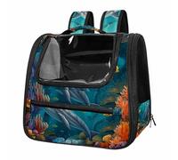 Underwater World Shark Breathable Cat Carrier Backpack - Lightweight Pet Travel Bag for Kitties, Small Dogs & Puppies | Airline-Approved, Anti-Escape Design