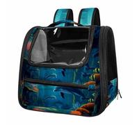 Underwater World Shark Breathable Cat Carrier Backpack - Lightweight Pet Travel Bag for Kitties, Small Dogs & Puppies | Airline-Approved, Anti-Escape Design
