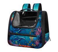 Underwater World Shark Breathable Cat Carrier Backpack - Lightweight Pet Travel Bag for Kitties, Small Dogs & Puppies | Airline-Approved, Anti-Escape Design