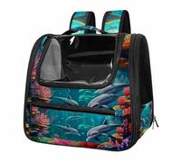 Underwater World Shark Breathable Cat Carrier Backpack - Lightweight Pet Travel Bag for Kitties, Small Dogs & Puppies | Airline-Approved, Anti-Escape Design