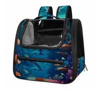 Underwater World Shark Breathable Cat Carrier Backpack - Lightweight Pet Travel Bag for Kitties, Small Dogs & Puppies | Airline-Approved, Anti-Escape Design