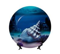 Underwater World Shell Ceramic Decorative Plates Bone China Decorative Plate With Display Stand Handmade Ceramic Ornament Personality Porcelain Dinner Plate Crafts For Home Office Wall Decoration 15cm