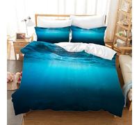 Underwater World Single Duvet Cover Sets 3 Piece, Natural Landscape Bedding, Soft and Breathable Microfiber Zipper Quilt Cover and 2 Pillowcases, Easy to Clean and Care, for Bedroom