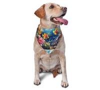 Underwater World, Tropical Fish Printed Graphic Pet Triangle Scarf For Dogs & Cats, Adjustable Cute Pet Bandana For & Photo Shoots
