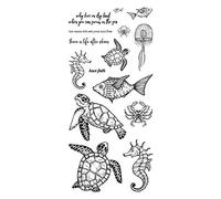 Underwater World Turtles Fishes Jellyfish Crab Dies and Stamp Sets for Card Making Metal Cutting Dies Punch Template Match Have Faith Words Clear Rubber Stamp for DIY Scrapbookingg Paper Crafting