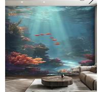 Underwater World Wallpaper, Bedroom Wallpaper for Living Room, Aquarium Sea Ocean Wall Mural, Home Decor, Photo Wall Paper, 130 x 80 cm 20&-H