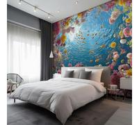 Underwater World Wallpaper for Living Room, Undersea Marine Life Wall Mural for Bedroom, Non-Woven Photo Wallpaper Home Decor 300X210cm, Wall Decoration D9
